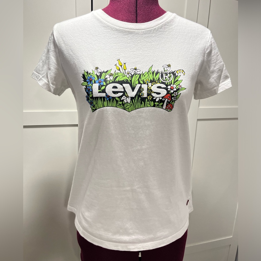 Levi's White Tee with Colorful Nature Graphic